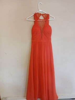 Sleeveless V-Neck Coral Maxi Dress